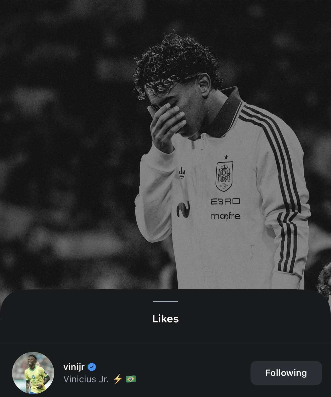 开云体育-反对歧视，维尼修斯点赞亚马尔谴责种族歧视的动态